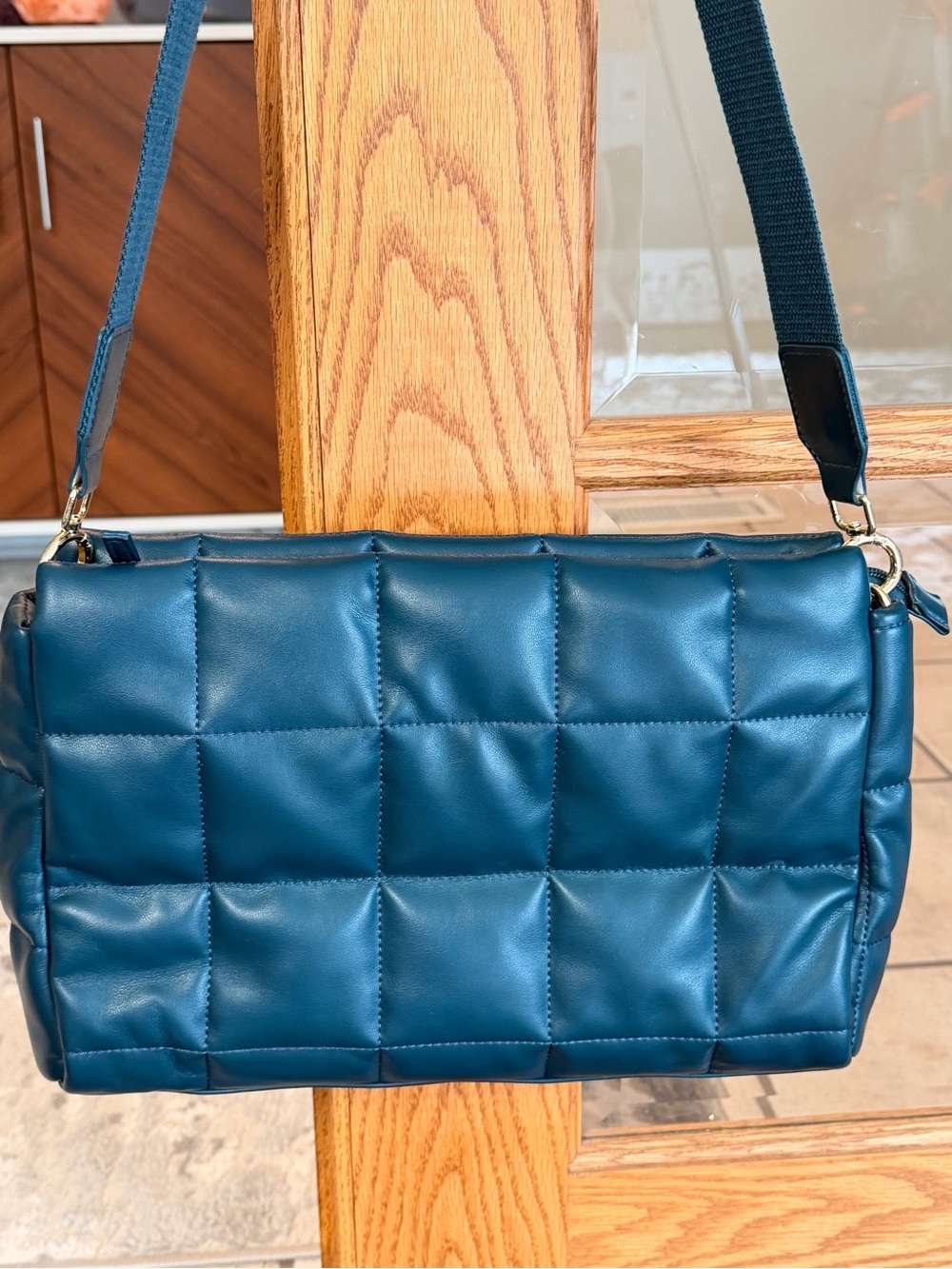 summer & rose Quilted Teal-Blue Crossbody Bag